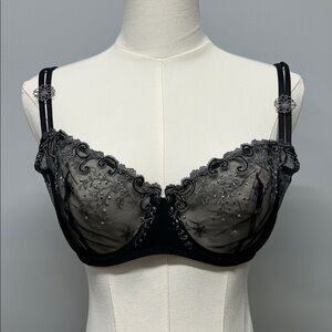 Simone Perele Bra Lace Black Lingerie Dainty Feminine Floral Embroidered